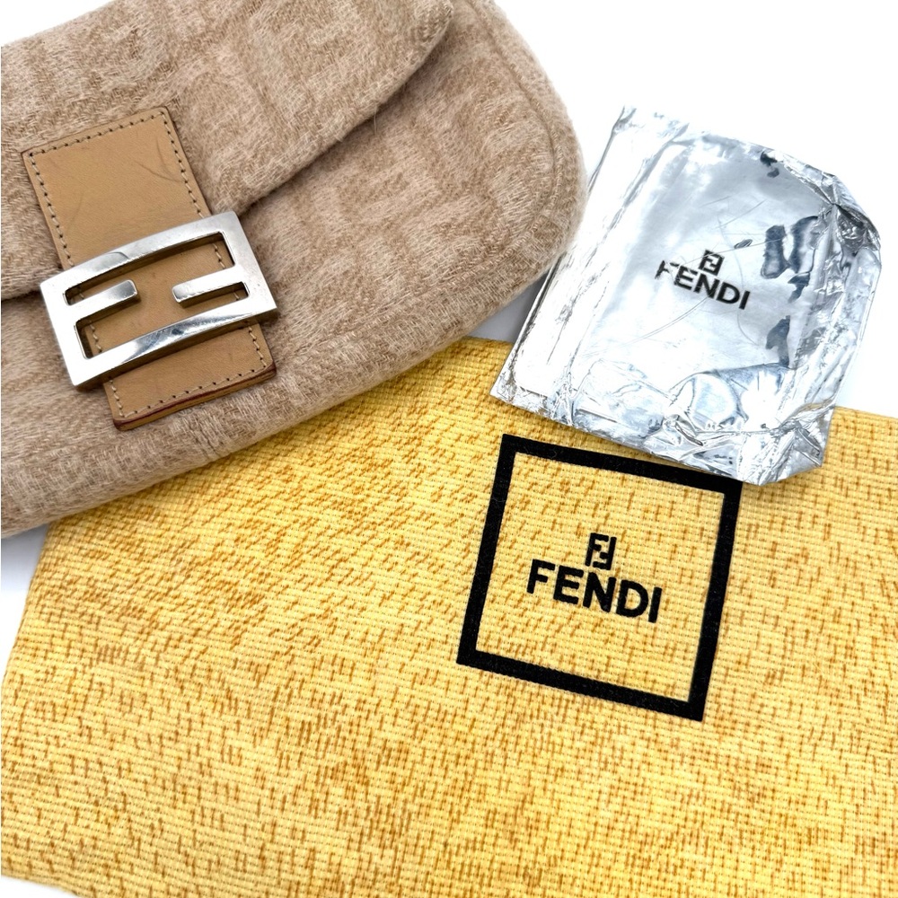 Fendi Zucca Cashmere Brown Baguette Shoulder Bag - Picture 12 of 12